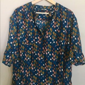 Fossil—Blue Dress/Tunic Abstract Tree Print—L